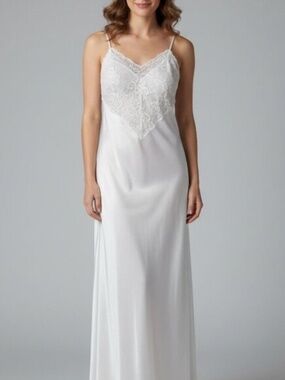 Vintage Ilise Stevens Peignoir Set S Lace Robe Nightgown Coquette Bridal Boudoir